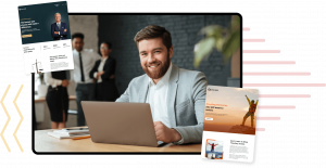 man on computer smiling