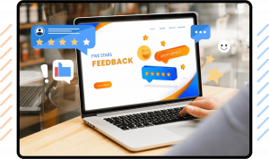 computer screen showing customer reviews