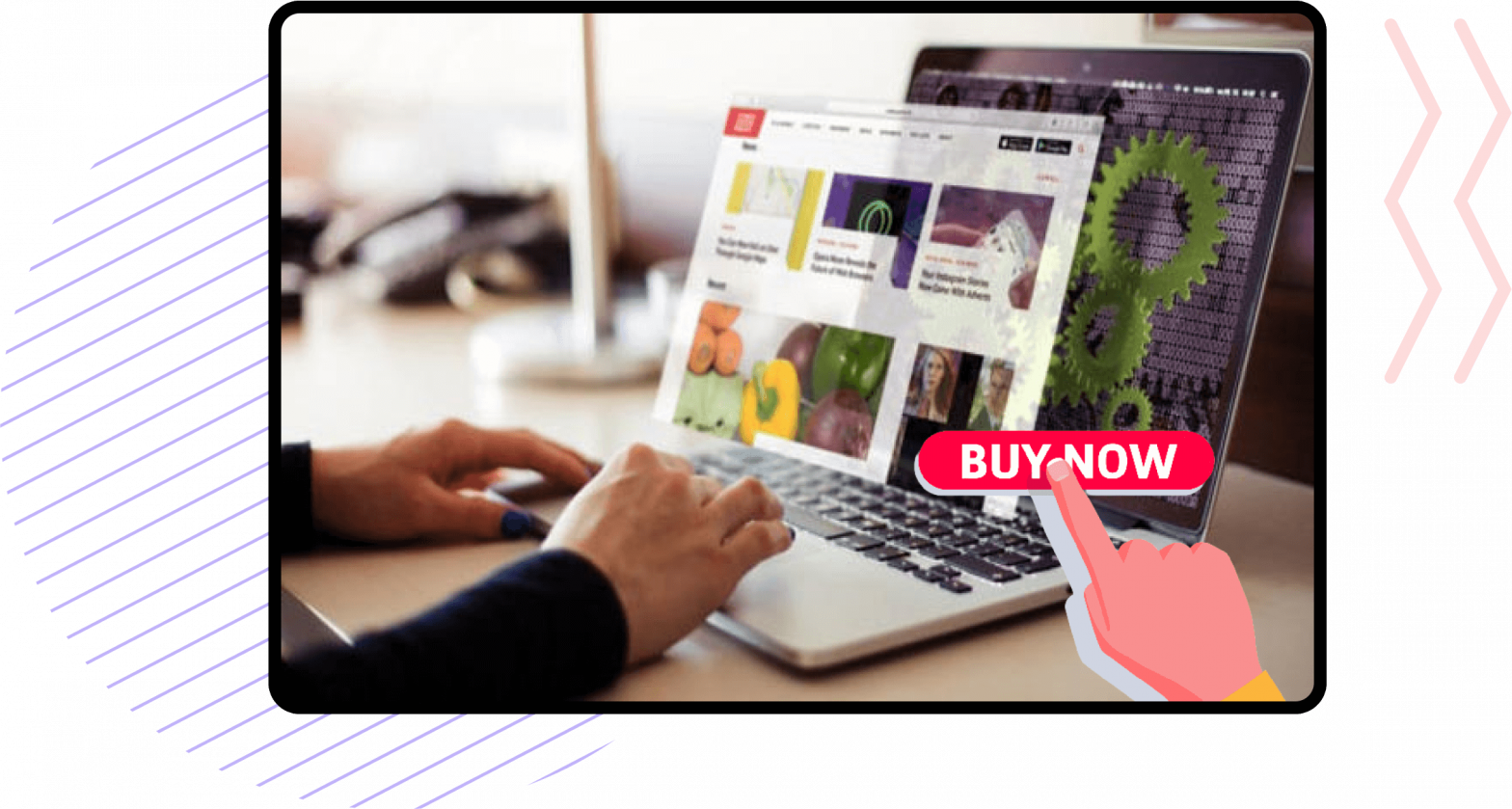 person on computer buying product