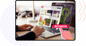 person on computer buying product