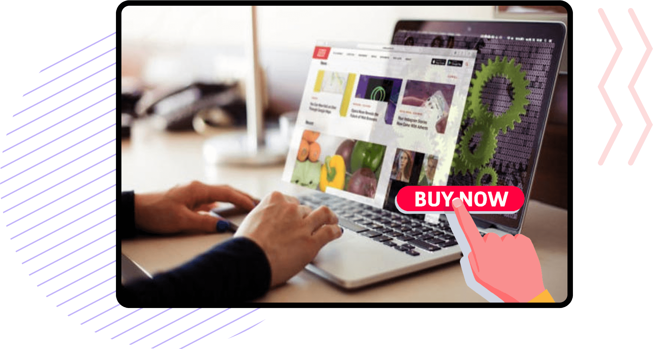 person on computer buying product