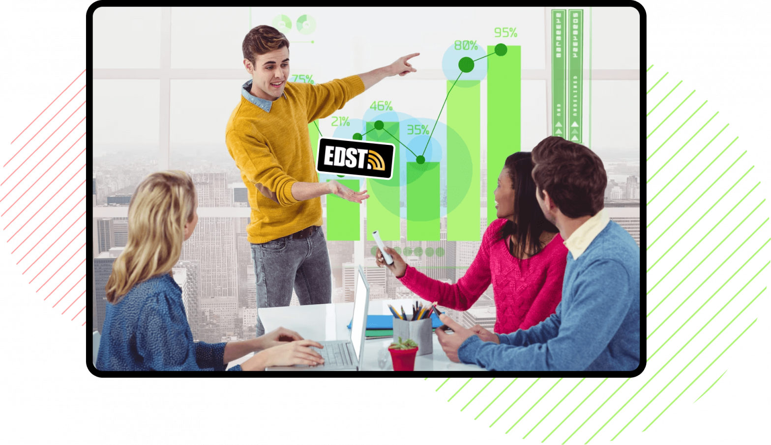 a group of people sitting around a table