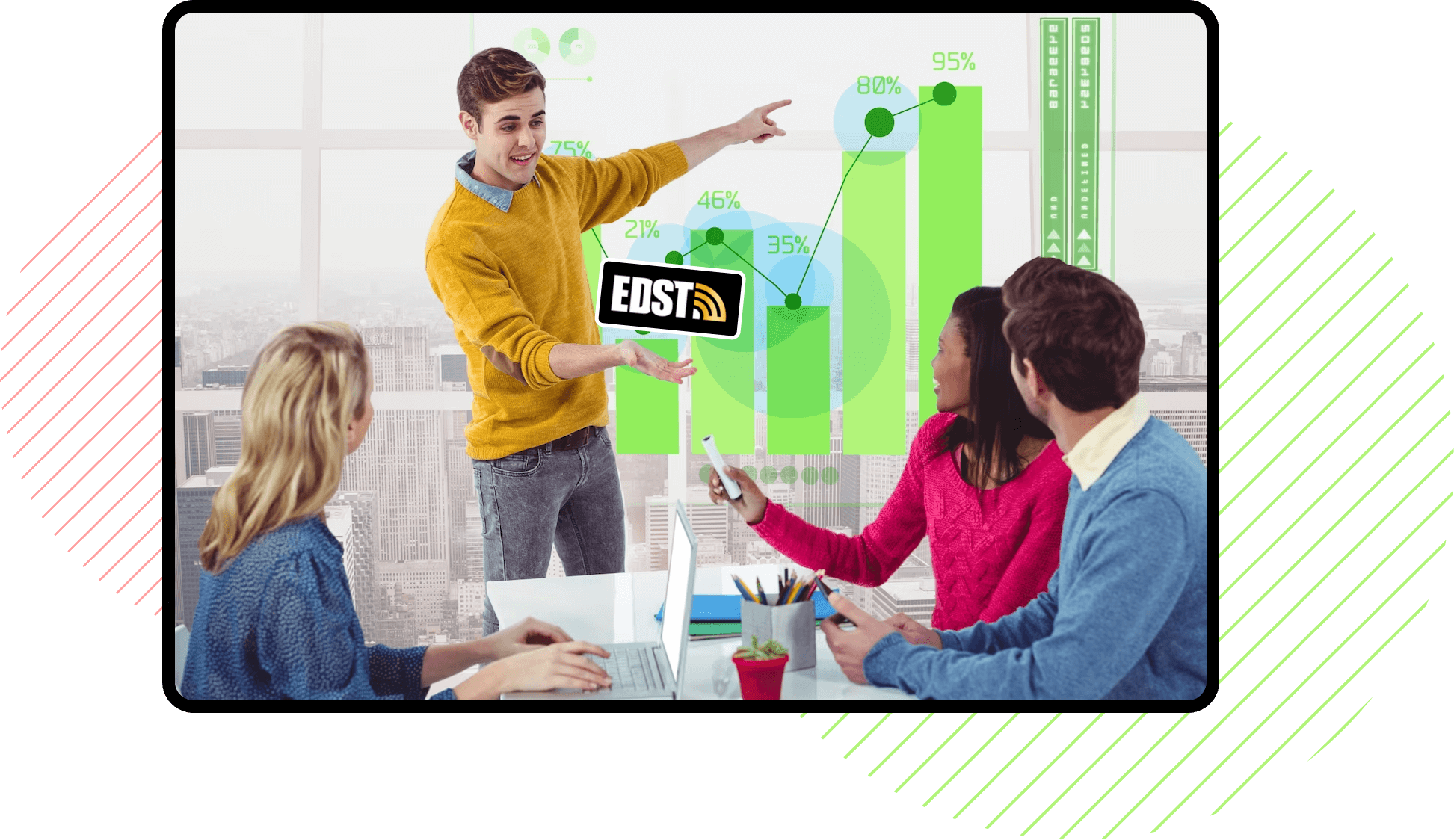 a group of people sitting around a table